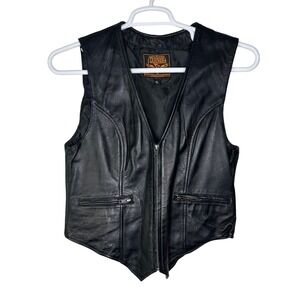 Milwaukee Leather Vest Womens XL Black Biker Motorcycle Full Zip GUC